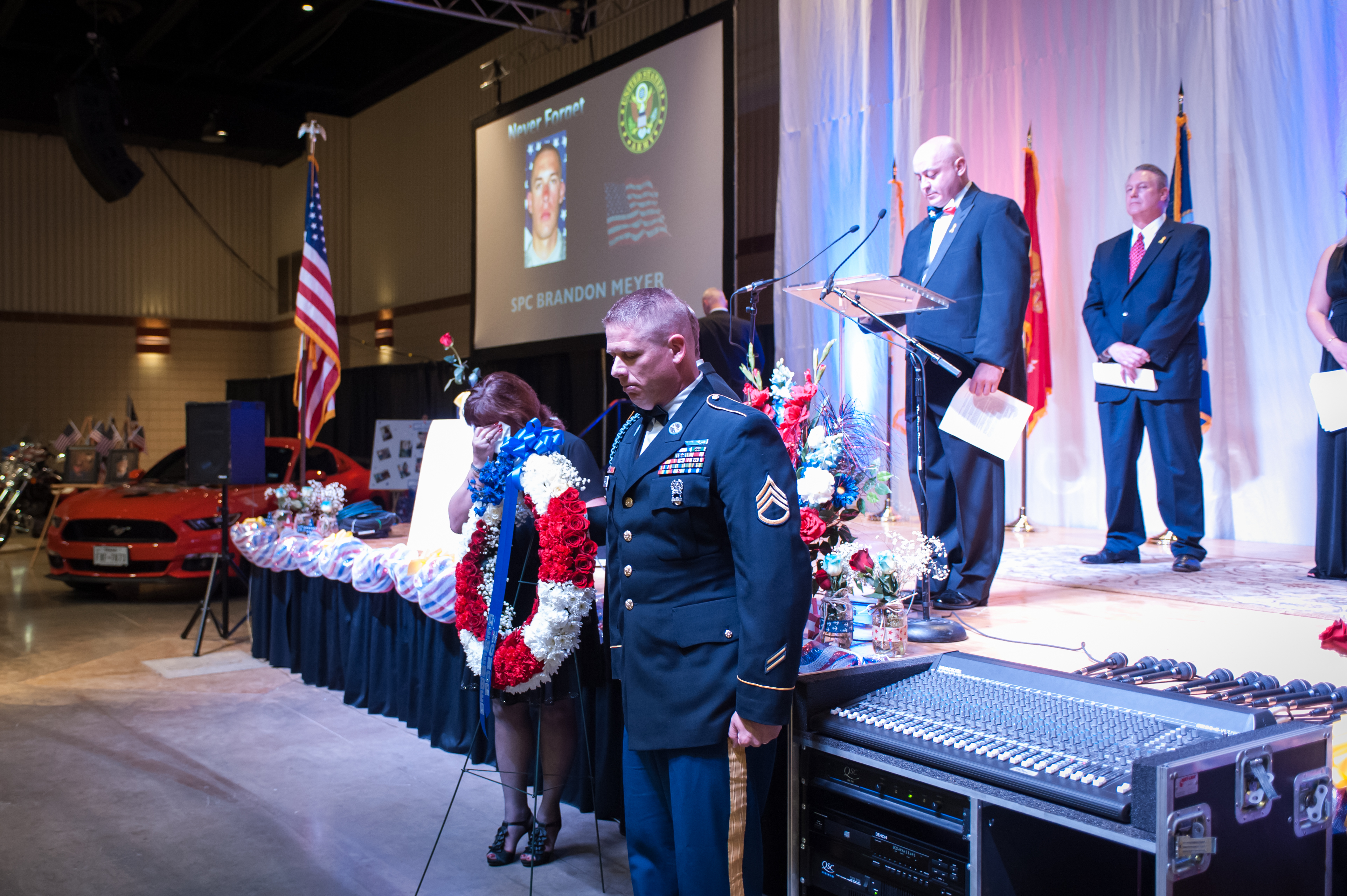 Shaie Williams for AGN Media. Displaying the Wreath for the fallen soldier at the Armed Forces Day Banquet  in Amarillo, TX Held at the Amarillo Civic Center on May 21, 2016.