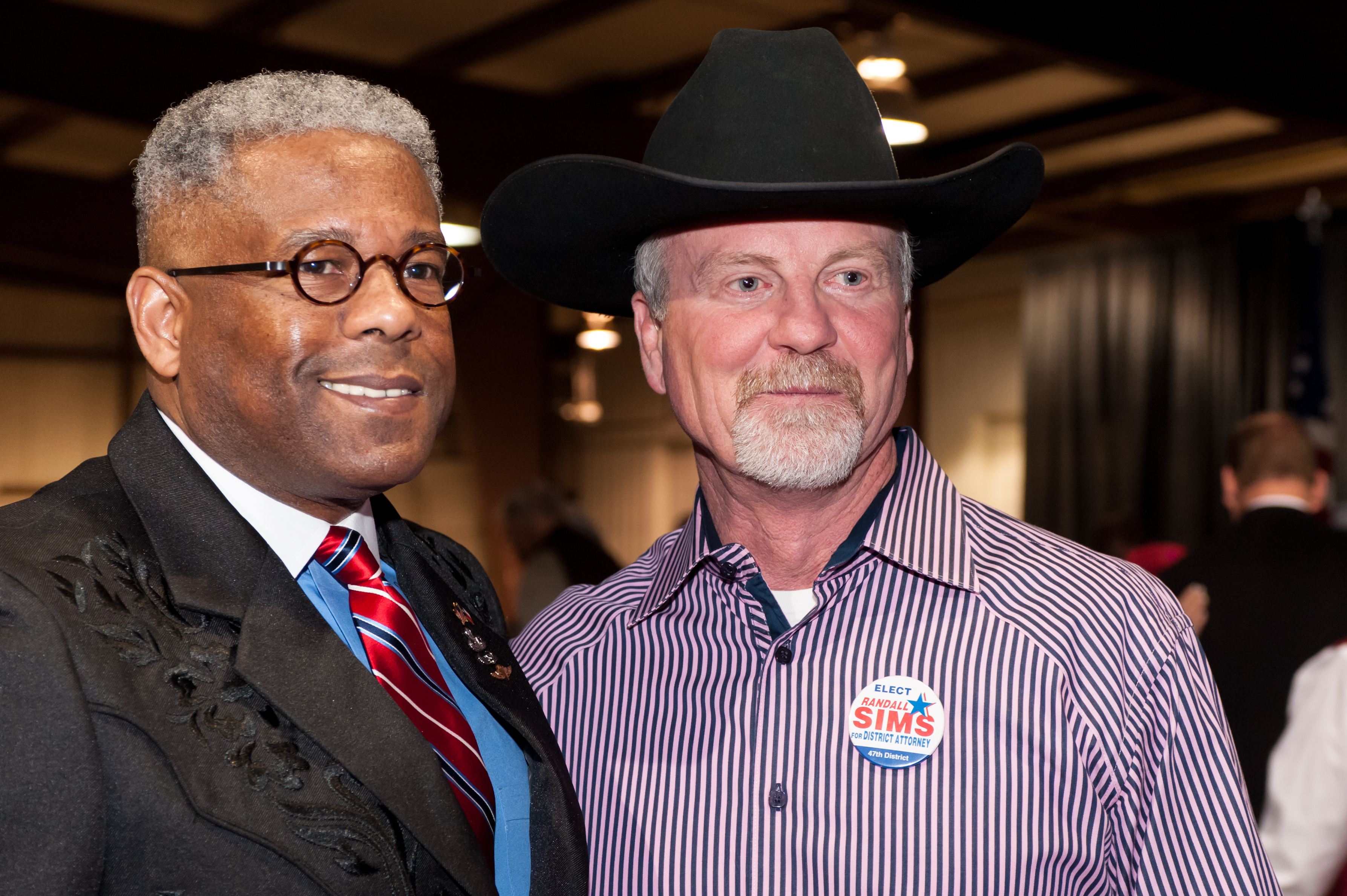 Shaie Williams for AGN Media. Lt. Colonel Allen B West with Randall Sims at the Texas Panhandle Lincoln-Reagan Day Dinner hosted by the local Republican party groups held at The Rex Baxter Building in Amarillo, TX on January 29, 2016